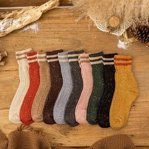 Chaussettes pour femmes 5 paires/haute qualité laine chaude épaisse mi-mollet pour femmes