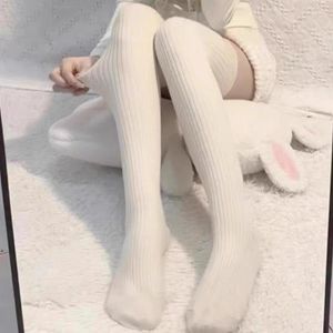 Calcetines de mujer informales cálidos tejidos largos Otoño Invierno medias de Color sólido bota pantorrilla sobre rodilla Leggings Harajuku Lolita Sox