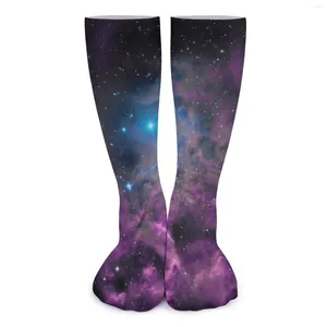 Calcetines de mujer, medias de nube y galaxia, estrella llameante, diseño de nebulosa, informal, antideslizante, para primavera, ciclismo, alta calidad