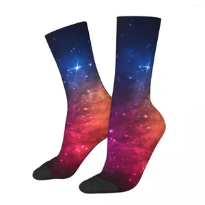 Femmes chaussettes colorées Galaxy Stockings étoiles et Nébuleuse Design vintage Hiver anti-sueur Unisexe Médile Soft