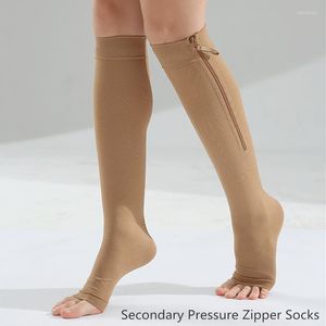 Calcetines de compresión con cremallera para mujer, medias elásticas con punta abierta para aliviar el dolor en las piernas y las venas varicosas