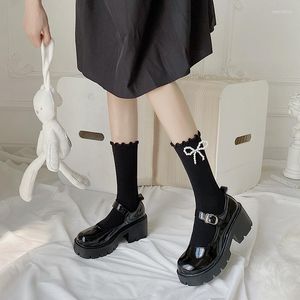 Femmes chaussettes mode fille doux JK veau Lolita Tube printemps Stretch pantalon mince perle arc couleur unie coton