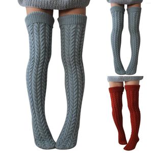 Femmes Chaussettes Filles Cuissardes En Tricot Bas De Jambe Longues Réchauffeurs Genou Câble Botte Plus Supplémentaire