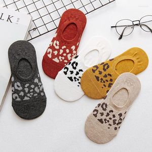 Calcetines de mujer Estampado de leopardo Nave invisible Silicona coreana Antideslizante Primavera y verano Para el tipo de artículo Material de espesor