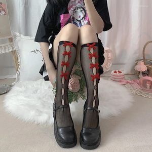 Femmes chaussettes Lolita Girls Fishnet Stockings Knee-High Cosplay Funky Lace Maid mignon Summer Jeunes Place JK