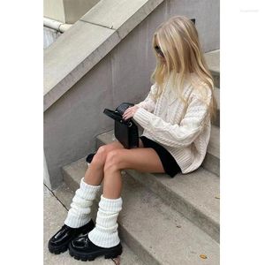 Calcetines de mujer Lolita calentadores de piernas de punto de lana cubierta larga botas de ganchillo puños Otoño Invierno medias de montón JK Y2K Punk gótico