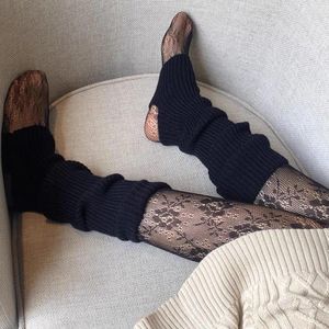Calcetines largos de estilo Lolita para mujer, calentadores de piernas, medias tejidas, cubierta cálida para pies, calentador de brazos, puños para botas de ganchillo para invierno