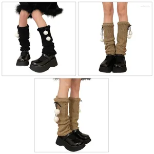 Mujeres calcetines lolitas calentador de piernas y2k tejido tejido gótico espuma holgada de tobillo jk uniforme cubierta de peluche 37jb