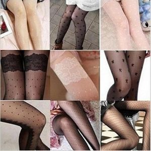 Chaussettes Sexy imprimées à pois pour femmes, collants en maille résille sans couture, en Nylon noir blanc, bas en soie pour boîte de nuit