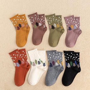 Femmes Chaussettes Q 1 Paire Doux Dessin Animé De Noël Motif Mi Tube Chaussette Beau Cadeau Coton Pour Dames Pile Automne Hiver