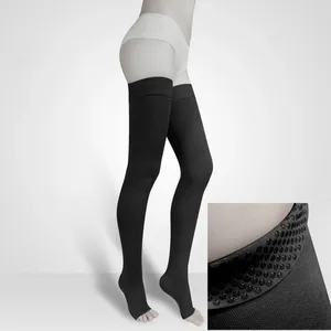 Chaussettes pour femmes bassages à deux étapes Pression Antiskide Tard à la jambe élastique Collons veineux Color de peau noire S m l xl xxl