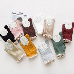 Chaussettes en dentelle blanche pour femmes, à volants, mode japonaise, solide, Lolita Mori Girl, Kawaii, mignonnes, Vintage, amusantes, Dro