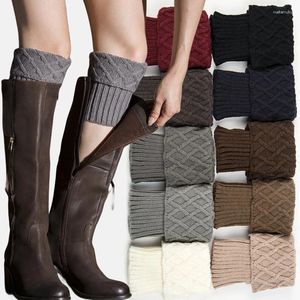 Chaussettes d'hiver en laine tricotée pour femmes, manches de jambe chaudes, poignets de bottes en Crochet, Toppers tricotés, chauffe-fourrure thermique courte