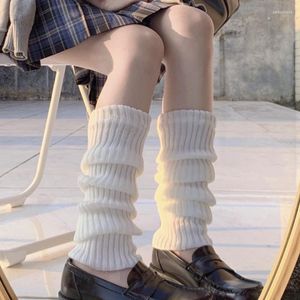 Calcetines de mujer, calentador de piernas alargado para mujer, calcetines largos de Lolita para mujer, cubierta de pie tejida cálida para otoño e invierno, puños para botas por encima de la rodilla