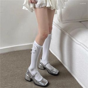 Femmes chaussettes femmes doux mollet fille dentelle à volants genou mode dames princesse maille bas japonais