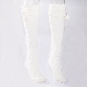 Femmes chaussettes laine tresse câble tricot sur genou bas botte cuisse hauts tuyau filles solide Long pour automne/hiver