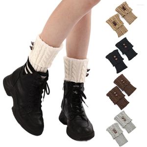 Calcetines de lana para mujer, cubiertas para botas cálidas, puños, tobilleros de punto, calentadores de piernas cortos, moda rombo elástico sólido