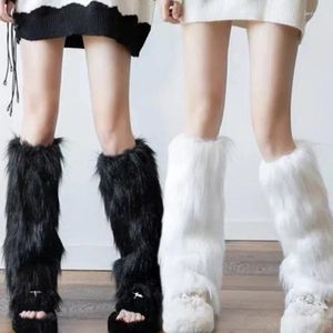 Vrouwen Sokken Y2K Winter Faux Fur Lange Sok Legging Cool Jk Been Warmer Gothic Laarzen EGirl Harajuku Meisjes Lolita Boot cover Voet Mouwen