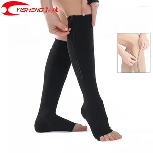 YISHENG – bas de Compression à fermeture éclair pour femmes, soutien des jambes à bout ouvert, œdème médical, varices, gonflement, douleurs aux genoux