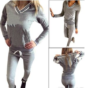 Traje deportivo para mujer Sudadera con capucha Sudadera + Pantalón Jogging Femme Marque Survetement Ropa deportiva Conjunto de 2 piezas Chándal S-XL WE