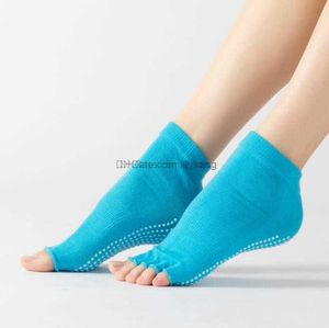 Femmes Sports Yoga Pilates Exercice Ouvert 5 Chaussettes Doigt Peep Toes Sox Pantoufle Antidérapant Silicone Bas Dame Ballet Talon Danse Compression Chaussette Alkingline