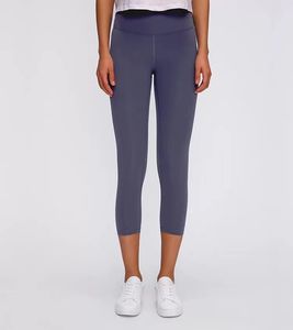 L2048, pantalones elásticos de cintura alta para mujer de verano, pantalones de Yoga, mallas elásticas estampadas, mallas recortadas deportivas para correr, capris de entrenamiento