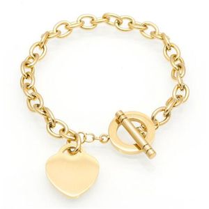 Femmes Bracelets en acier inoxydable avec lettre s'il vous plaît retourner à Heart Gold Silver Ot Chains Pulsera Fashion T Style de bijoux AB98