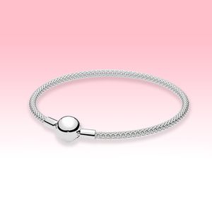 Bracelet en maille d'argent sterling pour femmes, bijoux d'été pour bracelets à fermoir boule Pandora avec coffret d'origine