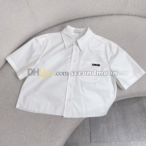 Camisetas de verano para mujer, blusas blancas con cuello de solapa, camiseta bordada con letras, camisetas de estilo informal