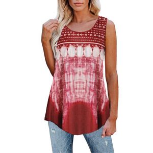 Mujeres Tank Tops Verano Casual Flojo Étnico Impresión Chaleco Camiseta Femenina Tallas grandes 5XL Moda O-cuello Sin mangas Tops de gran tamaño 210507