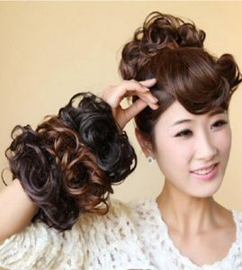 Femmes Tiara Satin Curly Messy Wavy Hair Bun Extension Elastic Hair Tie Coiffure Pointe de perruque Fashion Scrunchie S19548957741