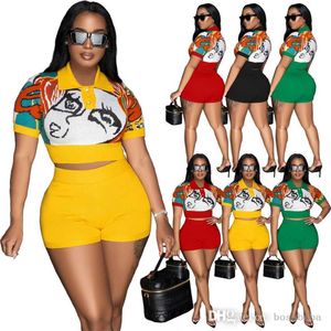 Femmes Survêtements Deux Pièces Ensemble Designer 2023 Nouvelles Dames De Mode Imprimé Polo Col Cachemire Fil Spliced Shorts Ensembles 4 Couleurs