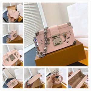 Bolso de baúl para mujer Bolsos de hombro de moda Diseñador Mini Caja cuadrada Bolsos de cuero Flor vieja Bolsos clásicos Bolsos cruzados Bolsos de alta calidad Bolsa de maquillaje Bolsa de compras