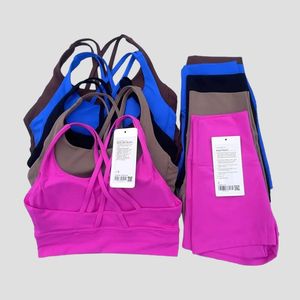 Femmes deux pièces Yoga ensemble Backcross Sport soutien-gorge Fitness débardeur taille haute collants d'entraînement Biker Gym Shorts survêtements vêtements de sport