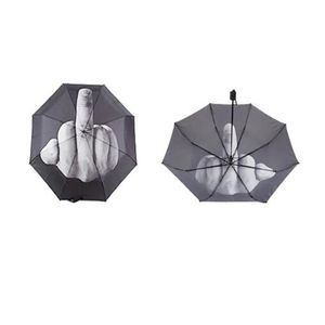 Parapluie de pluie noir pour femmes, parapluie à doigt du milieu pour hommes, Parasol pliant coupe-vent GC1671