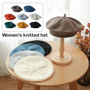 Femmes Vintage tricoté béret chapeau peintre fille artiste français rue automne hiver mignon Allmatch Beanie chapeaux 240111