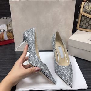 Zapatos de vestir de boda para mujer, zapatos de bomba, zapatos de tacón alto romy con purpurina Strass, zapatos pop puntiagudos, sandalias, sandalias de malla con caja