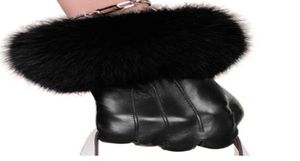 Guantes de invierno de alta calidad de cuero genuino de marca de moda de lujo para mujer guantes largos clásicos cálidos suaves de piel de oveja para mujer 9733385