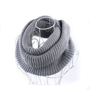 Mujer Invierno Cálido 2 Círculo Cable Knit Cuello alto Bufanda larga Chal WJ003