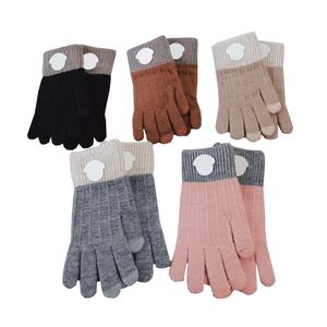 Gants en laine pour femmes, mitaines tricotées imprimées de styliste, couleur contrastée, gants chauds en peluche, automne hiver, gants en laine d'extérieur pour le cyclisme et le ski