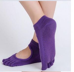 Chaussettes de Yoga antidérapantes à cinq doigts pour femmes, dos nu, en Silicone, à 5 orteils, pour Ballet, gymnastique, Fitness, sport, en coton, 6 paires