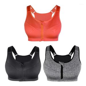 Femmes Zipper Sports Bras Plus Taille 3XL Wirefree Rembourré Push Up Tops Lady Girls Respirant Fitness Run Gym Yoga Bras1