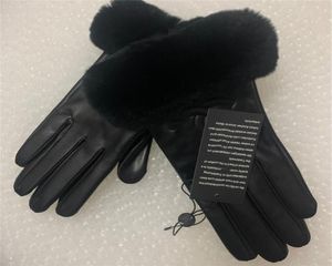 Gants de luxe pour femmes en peau de mouton de haute qualité et gants chauds à cinq doigts doublés d'un écran tactile en laine 3100186