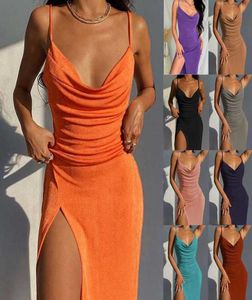 Women039s Summer Long Dress Sexy Night Fiest for Women Midi Fodycon Slip es muslo Vestidos Split Vestidos Zaraing Mujer 20229344309