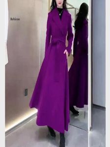 Femmes039S Trench Coats Mode d'hiver Automne Coat à la mode Lapel à manches longues Purple Overtheknee Slim Windbreaker Femmes Overcoat 20217256148
