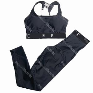 Femmes dos nu survêtements sans manches dames Yoga tenues Sexy femmes Sport soutien-gorge lettre Leggings 2 pièces ensemble