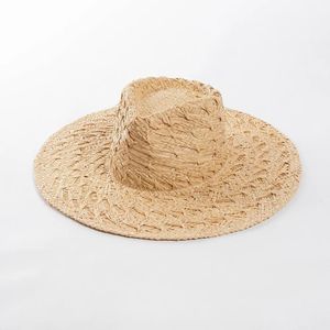 Womens Classic Straw Hat Designer Ladies Panama Sun Hats Wide Brim Fedora Beach Stage Performancehat UV UV UV 50240409