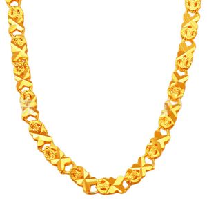 Collar para mujer, cadena sólida, oro amarillo de 18 quilates, moda rellena, 18 pulgadas, accesorios vintage, regalo