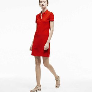 Lacoste lacoste Womens crocodile Designer Robe Polo exquis broderie décoration de la femme Robe d'été décontractée cou Une ligne Lapel p2 de haute qualité