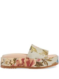 zapatillas de diseñador para mujer con plataforma plana sandalia de una sola correa con estampado floral Zapatos de cuña multicolor con caja y bolsa para el polvo euro 35-42